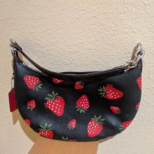 Coach Black Bag with Red Strawberry Design